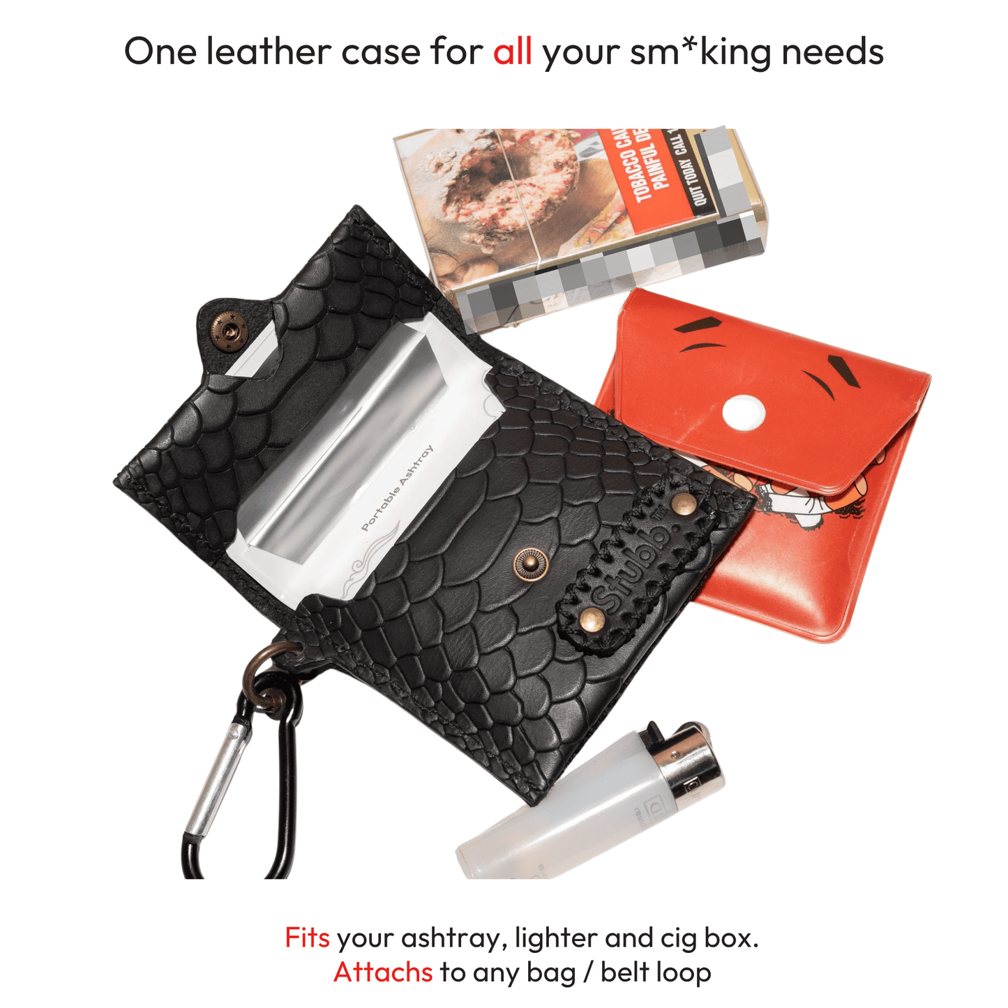 Portable Ashtray Skins - Leather - Black Croco